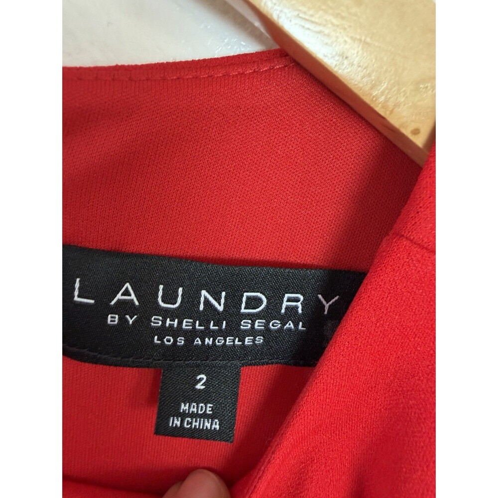 NWT Laundry by Shelli Segal Red Ruffle Cocktail Mini Dress Size 2 - Picture 3 of 10